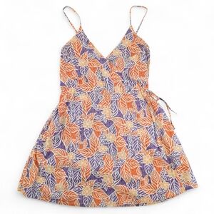 Patagonia Pataloha Floral Organic Cotton Faux Wrap Dress Size 12 Resort Vacation